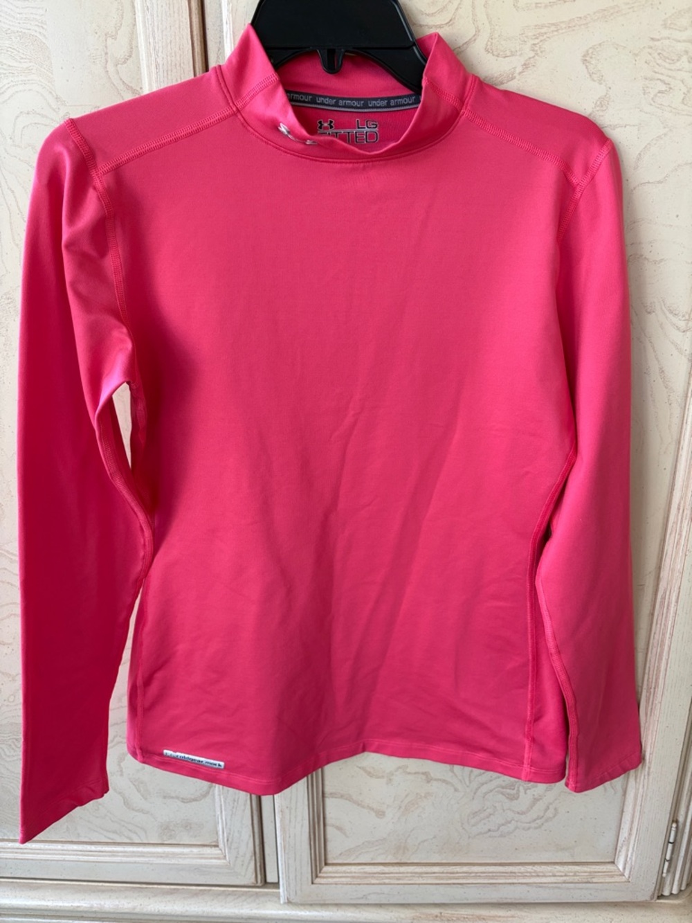 Under Armour Pink/Coral ColdGear Fitted Long Sleeve Mock Neck Shirt